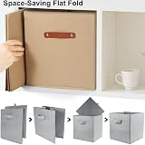 Amazing Tour 4 Pcs Cube Storage Boxes 27x27x27 Khaki Foldable Fabric view 7