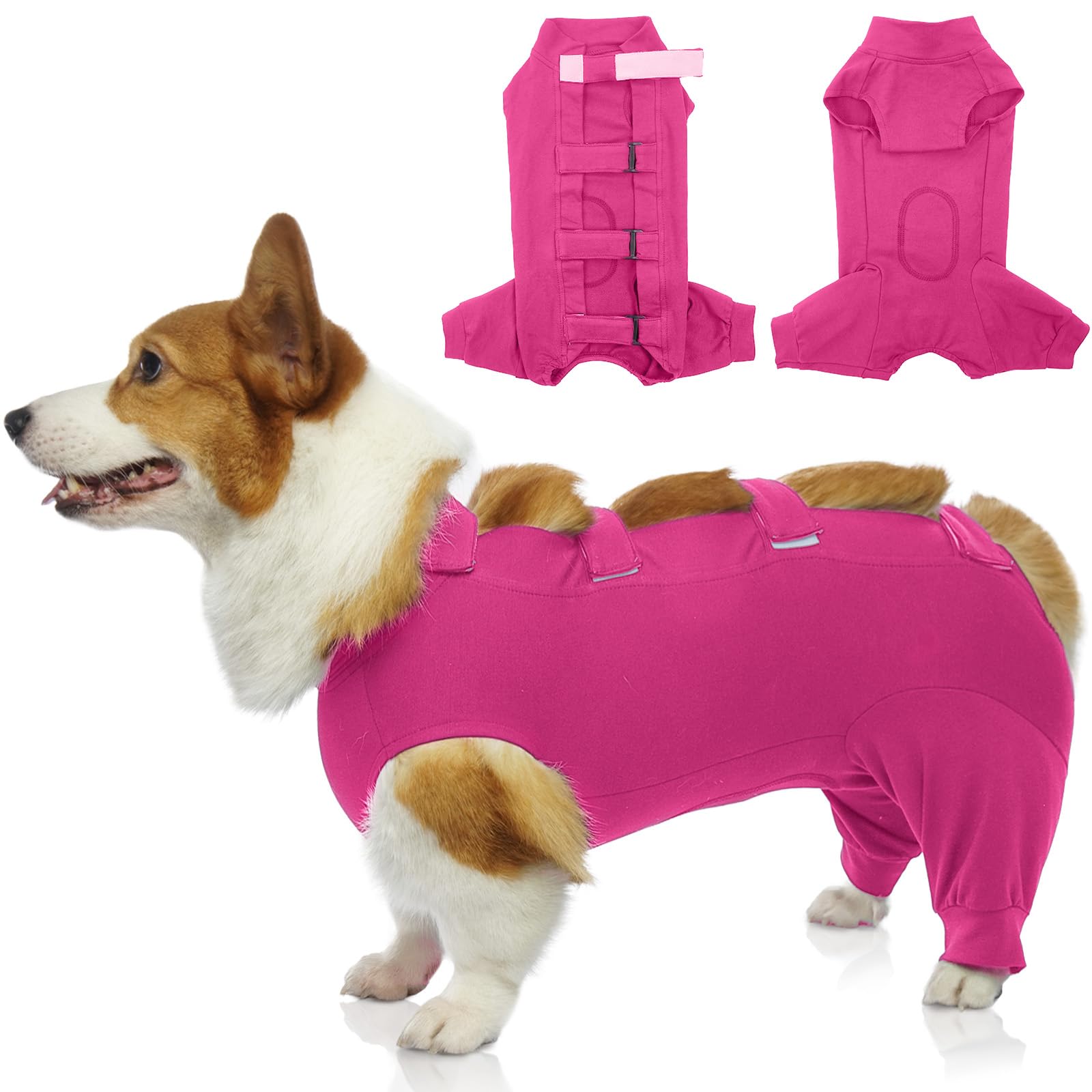 IECOii Dog Onesie for Surgery, Dog Recovery Suit Female/Male, Medium Size, Rosered Cotton/Spandex, Alternative to Cone ECollar