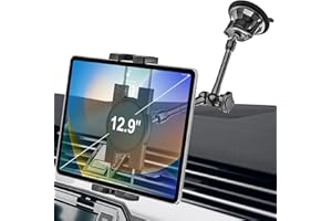 woleyi Heavy Duty Truck Tablet Mount [Metal Arm] Dashboard Windshield Suction Cup Tablet Holder for Trucks/Vehicles, Compatible with iPad Pro Air Mini, Galaxy Tab, Z Fold, Cell Phones, 4-12.9" Devices