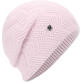 EASTER BARTHE Women's Double-Layer Cashmere Blend Beanie Hat Soft Chunky Warm Winter Cable Slouchy Knit Beanie Hat for Women