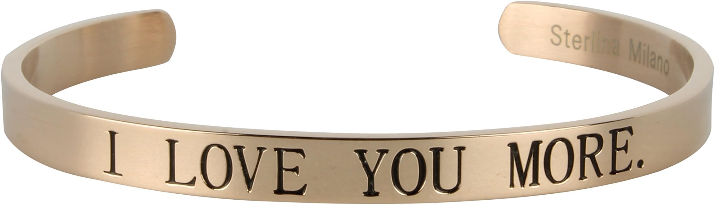 Sterlina Mi Milano Sentimental Meaningful Message Sentiment Bangle Bracelet Gift I Love You More,Rose Gold