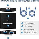 Bcowtte USB 3.0 KVM Switch Selector 2 Port 5Gbps for Printer Keyboard Mouse view 3
