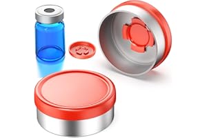 20mm Burr-Free Caps Aluminum-Plastic Caps Single Tone Seals for Glass Vial 100 Pcs by ZHANXUBIO (20mm, Red)
