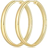ELEBEST Gold Hoop Earrings 14K Huggie Hoops Earrings Women’s Hoop Earring Minimalist Elegance 14k Hoops Earring Gold Jewerly for Women 30mm