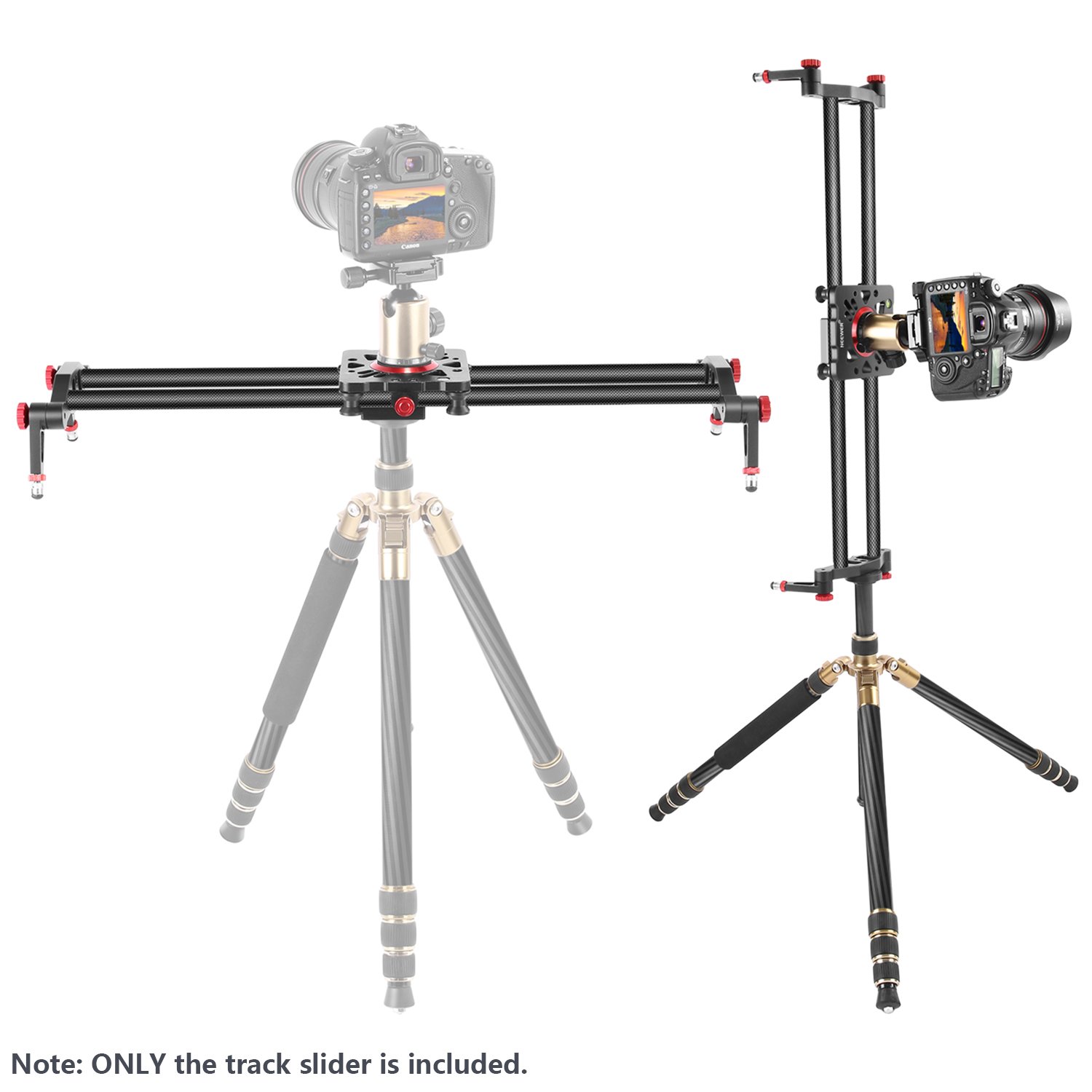 Neewer 31.5 inches/80 Centimeters Carbon Fiber Camera Track Slider Video Stabilizer Rail with 6 Bearings for DSLR Camera DV Video Camcorder Film Photography, Load up to 17.5 pounds/8 kilograms (Red)