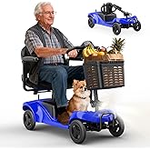 Mobility Scooter for Adults,4 Wheel Mobility Scooter,15 Miles Range,300WH Battery,300LBS Capacity,Lightweight and Portable,with LED Headlights and Basket,Charger Included (Blue)
