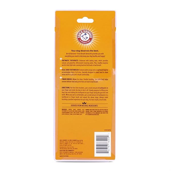 ARM & HAMMER FOR PETS FRESH BREATH KIT FOR DOGS | CONTAINS TOOTHPASTE, TOOTHBRUSH & FINGERBRUSH | REDUCES PLAQUE & TARTAR BUILDUP | SAFE FOR PUPPIES, 3-PIECE KIT, VANILLA GINGER FLAVOR