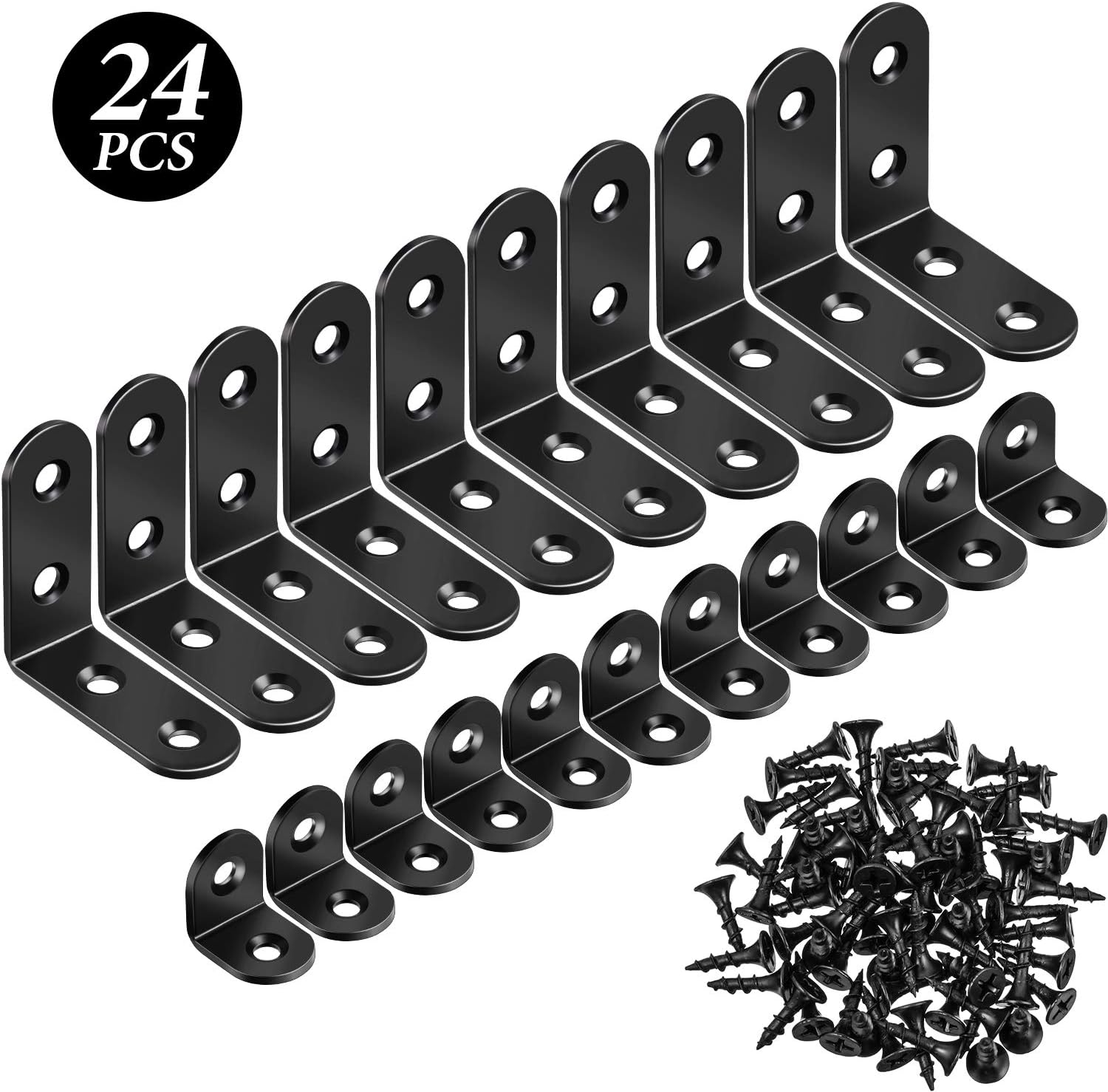 Ferretería Gabinete y Más Juego de Soporte de Esquina de 24 Piezas