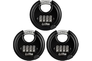 Guliffen Outdoor Combo Lock for Storage Unit, Weatherproof Disc Lock for Sheds,Gate and Fence, 3 Pack Heavy Duty Discus Pad Locks with Code (3/8-Inch Shackle)…