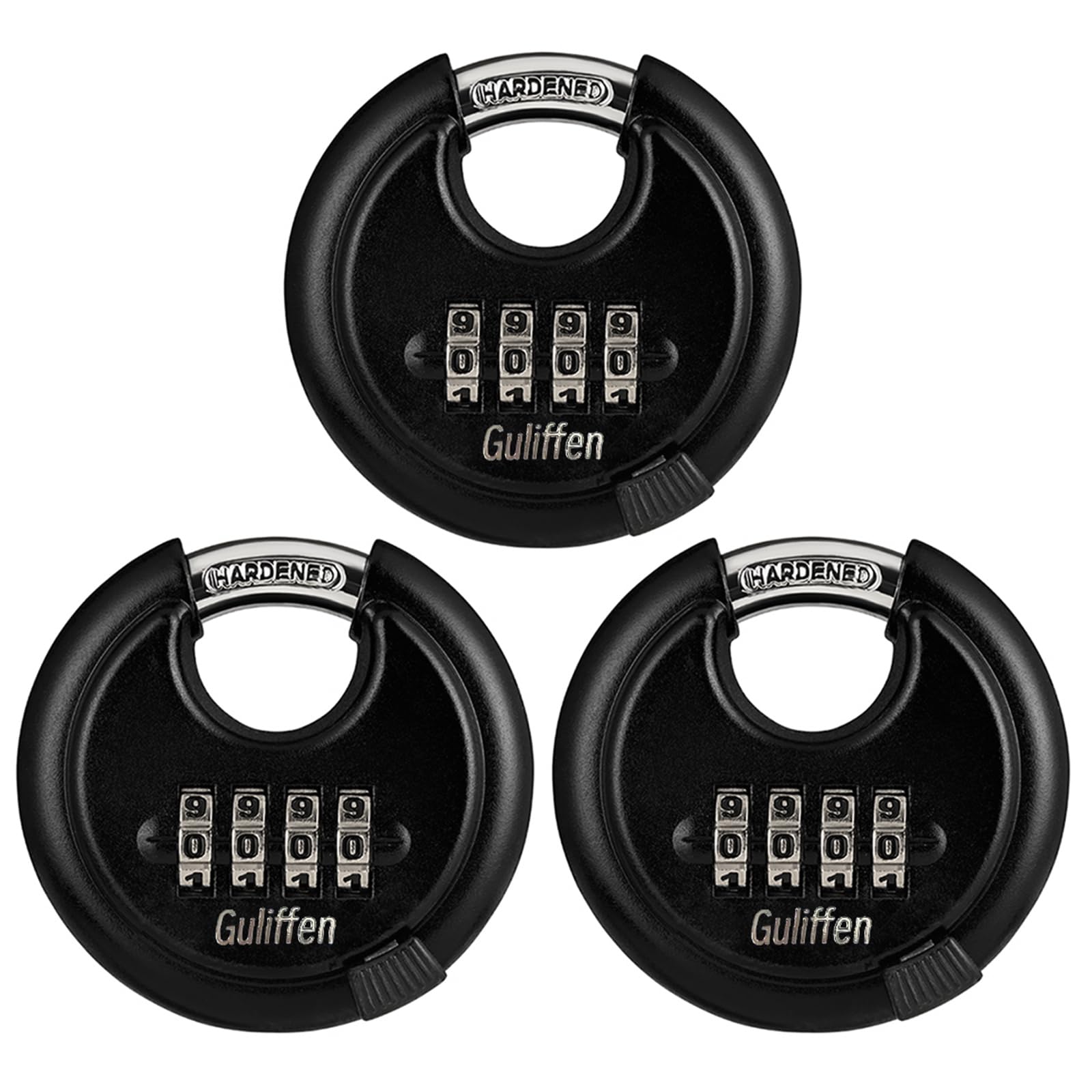 Photo 1 of *Damage to box* Guliffen Outdoor Combo Lock for Storage Unit, Weatherproof Disc Lock for Sheds,Gate and Fence, 3 Pack Heavy Duty Pad Locks with Code (3/8-Inch Shackle