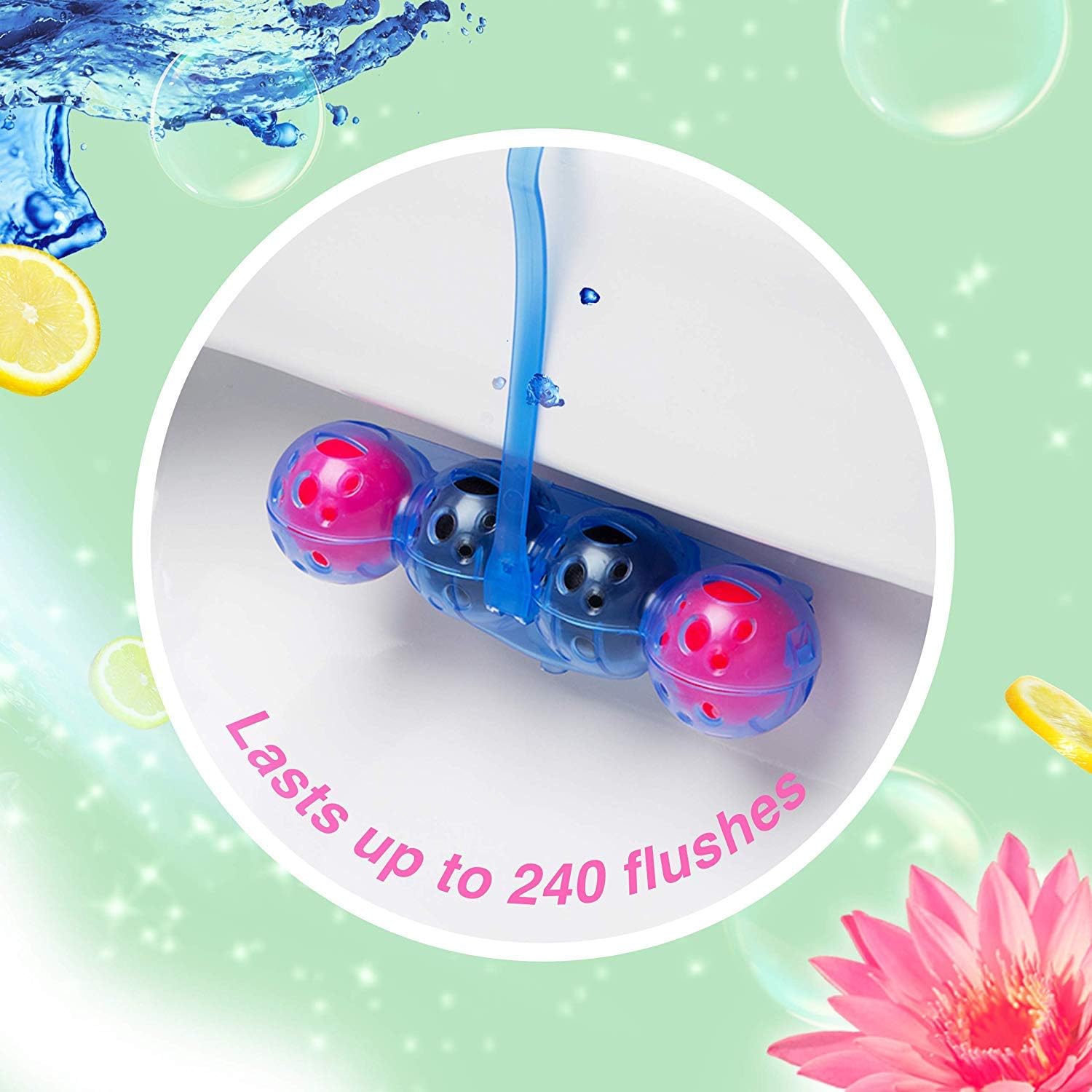 Bloo Power Active Toilet Rim Block Fresh Flowers, with Anti-Limescale, Cleaning Foam, Dirt Protection and Extra Freshness - Image 4