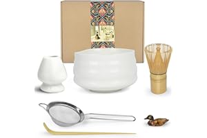 Artcome Matcha Ceremony Kit for Japanese Tea Ceremony, Traditional Matcha Bowl, Whisk, Tea Scoop, Matcha Powder Strainer, Mat
