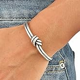 Handmade Sterling Silver Knot Cuff Bracelet, Minimalist Rustic Simple Tied Silver Wires, Adjustable 6 7/8 inches Cuff, Women size M-L, Men size S-M, Gift for Her or Him
