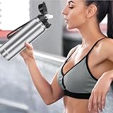 GOPPUS 1L Stainless Steel Water Bottle with Straw Leakproof Flip Lid view 6
