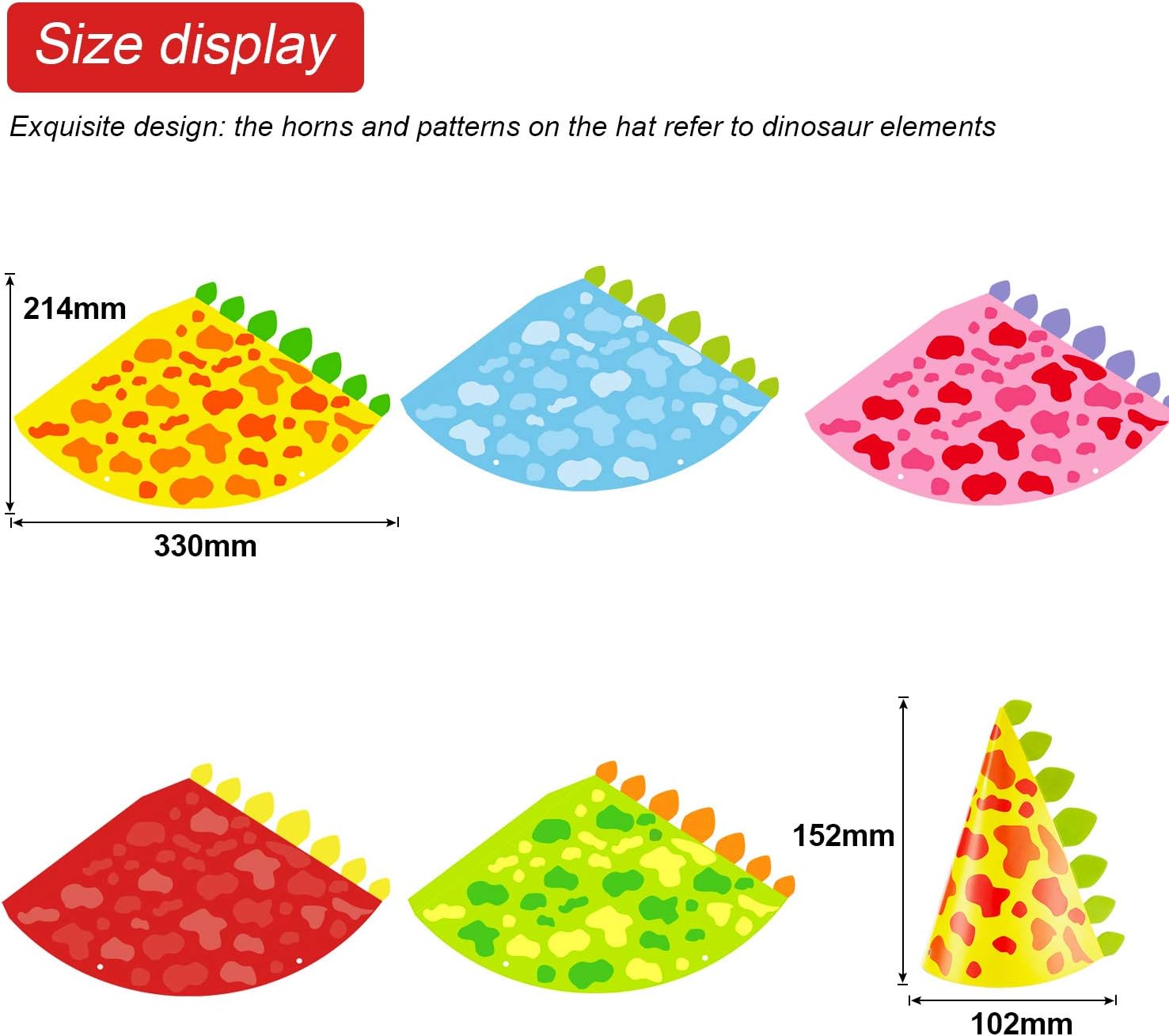 20 Pieces Dinosaur Party Hats Cone Dinosaur Birthday Party Hats for Kids Birthday Party Supplies, 5 Styles: Toys & Games