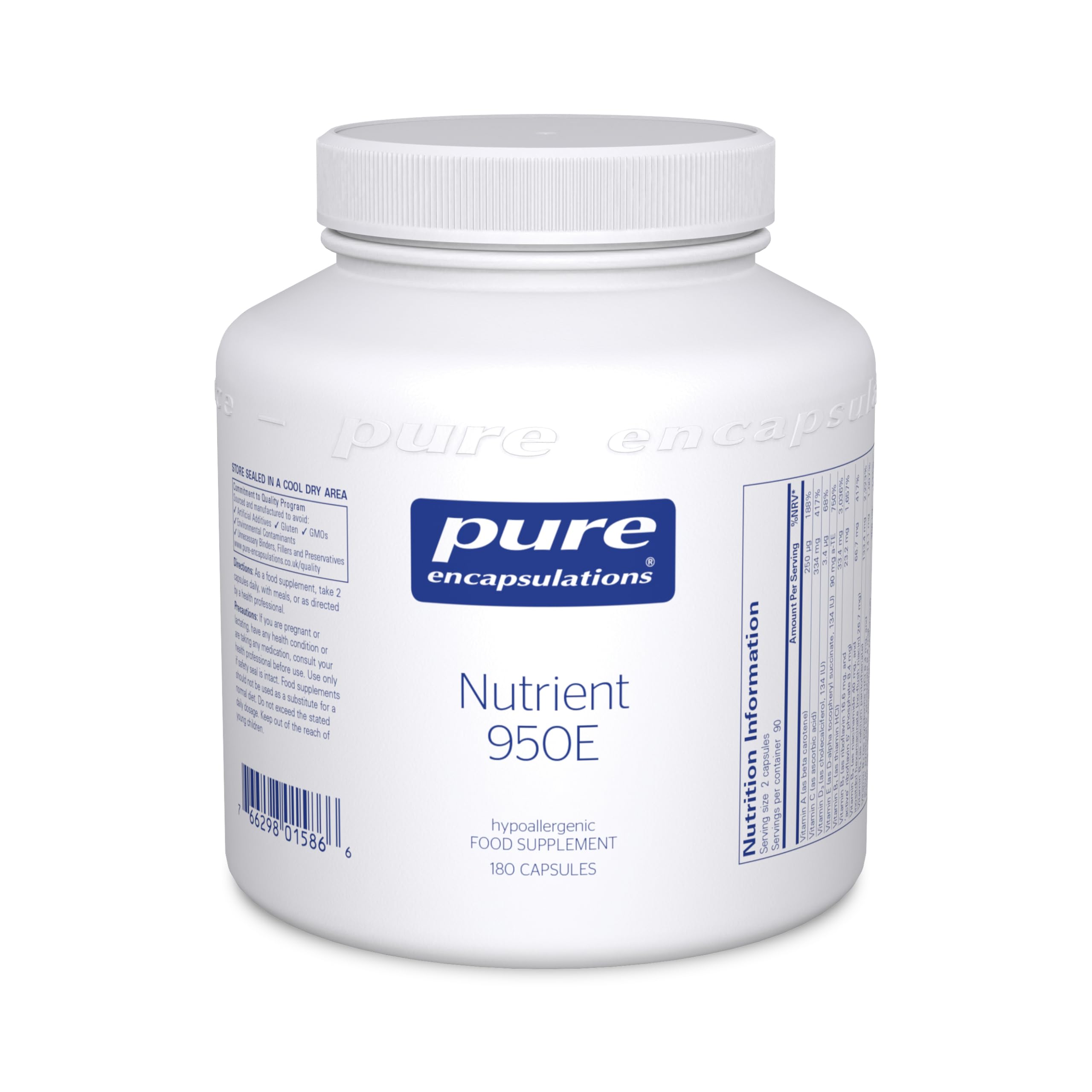 Pure Encapsulations Nutrient 950E - Multivitamin with Activated Vitamins and Chelated Minerals - 180 Capsules