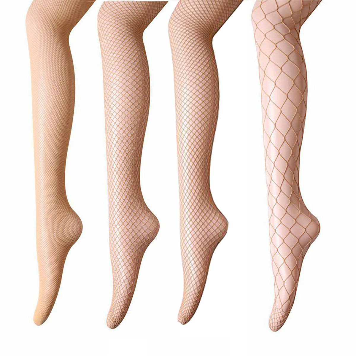 ANDIBEIQI Women Fishnet Tights - 4 Pairs High Waist Fishnets Pantyhose for Dancing Party Halloween