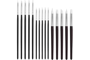 15pcs Silicone Paint Brushes for Crafts, 5 Shapes Head Tips & 3 Sizes Length Paint Pens Tools for Pottery Clay DIY & Handicra