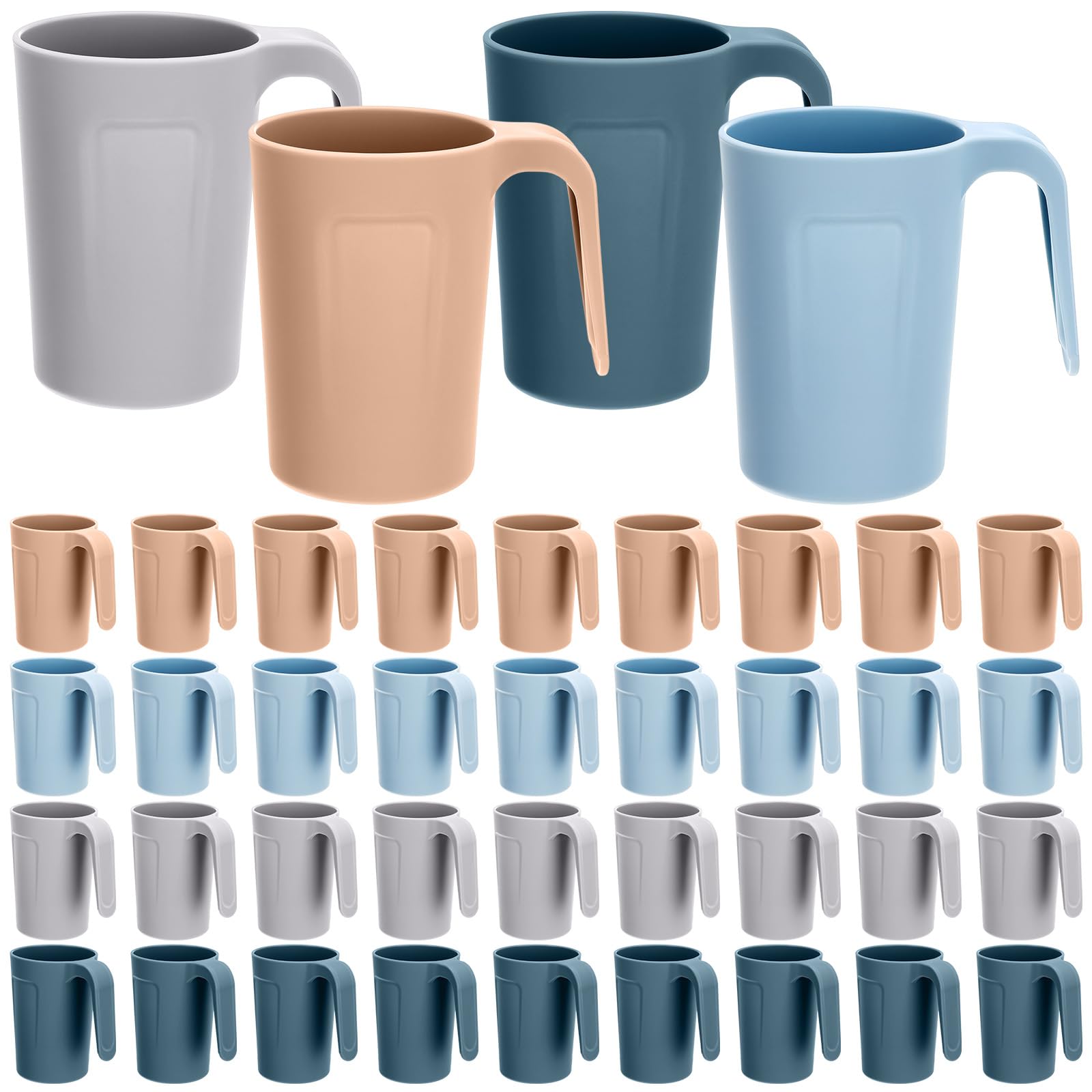 Photo 1 of Dandat 40 Pcs Wheat Straw Cup with Handle Colorful Wheat Straw Mug Stackable Plastic Coffee Cups 12oz Unbreakable Reusable Plastic Coffee Mug Dishwasher Safe for Milk Tea, 4.3x3 Inch