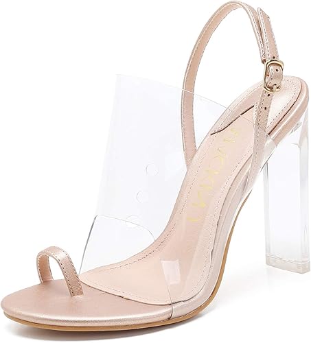 size 11 clear chunky heels