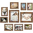 xnlkros 10 pack Picture Frame Set with Two 8x10,Four 5x7,Four 4x6, Rustic Collage Gallery Wall Frame, Farmhouse wood Photo Frames for living room Wall Gallery Decor or Desk,Rustic Brown