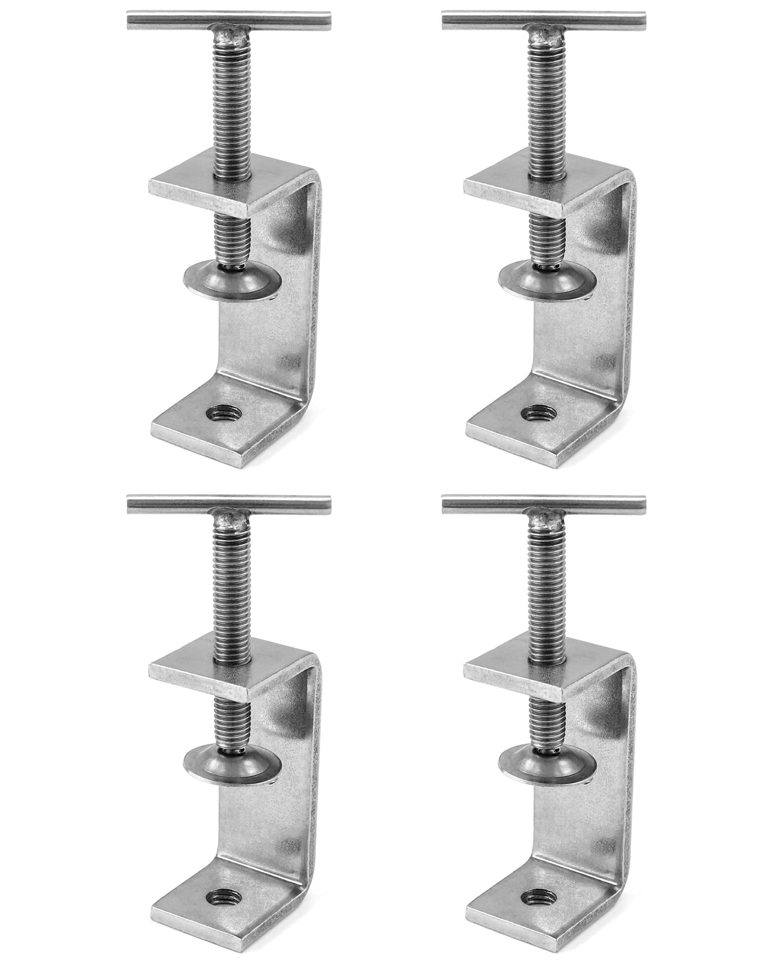 QWORK 4Pcs 304 Stainless Steel C Clamp Tiger Clamp, Heavy Duty C-clamp, for Home Improvement and Automotive Repair, Hand Twist, Style 2
