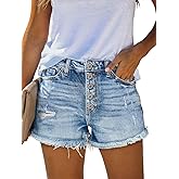 ZOLUCKY Jean Shorts Womens Summer High Waisted Denim Stretchy Ripped with Pockets
