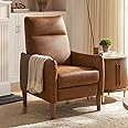 mopio Arthur Recliner Chair with 3 Positions, Accent Chair, Mid Century Modern Reading Chair, High Back Padded Support Comfy Sleeper Armchair (Pecan Brown Faux Leather)