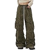 Bakyarder Women's Y2K Camo Wide Leg Cargo Pants Baggy Streetwear Long Trousers with Utility Flap Pockets