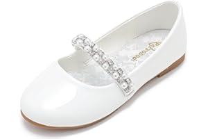Parrosoo Toddler Girls Dress Shoes Girls Flower Shoes Princess Wedding Party Girls Flats for Little/Big Kids