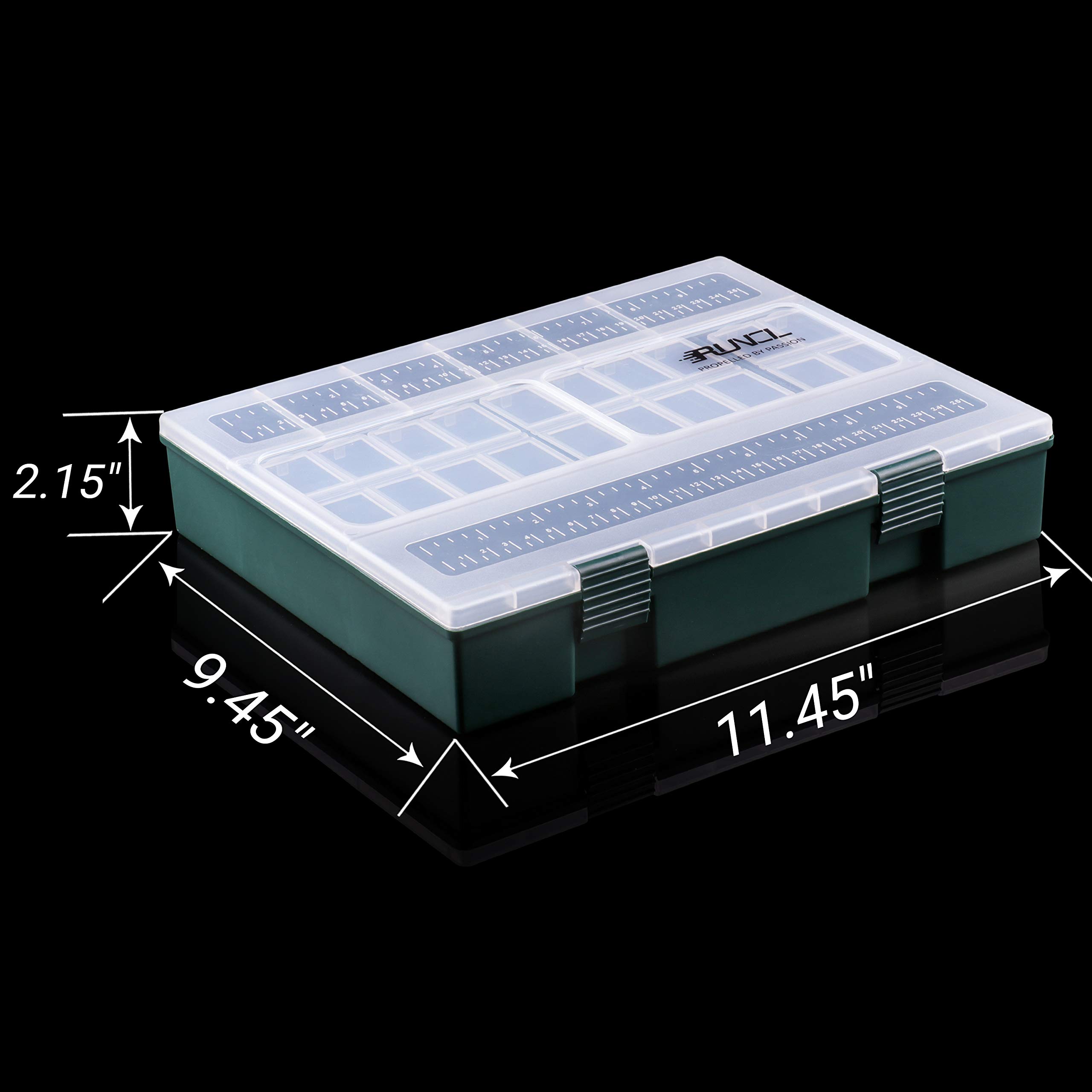 RUNCL Fishing Tackle Box, Fishing Tray Tackle Boxes 11.45" L x 9.45" W