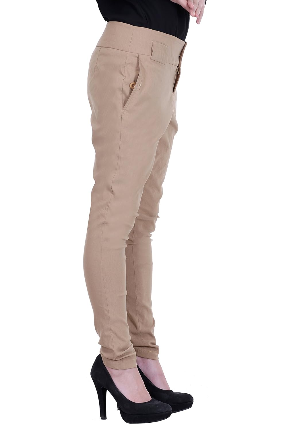 aida women's beige cotton formal pant