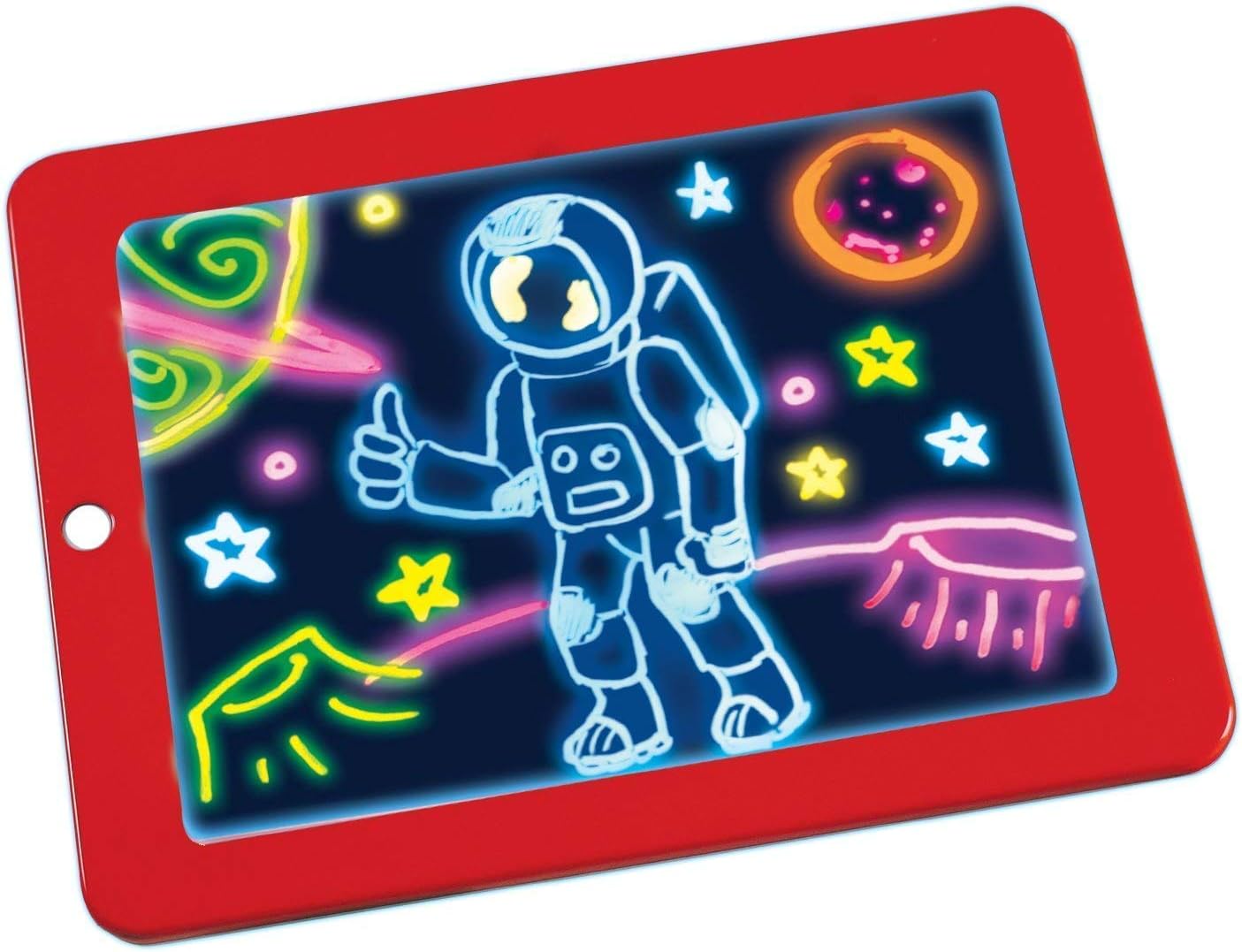 QERINKLE® Magic Sketch Drawing Pad | Light Up LED Glow Board | Draw, Sketch, Create, Doodle, Art, Write, Learning Tablet | Includes 3 Dual Side Markers, 30 Stencils and 8 Colorful Effects for Kids