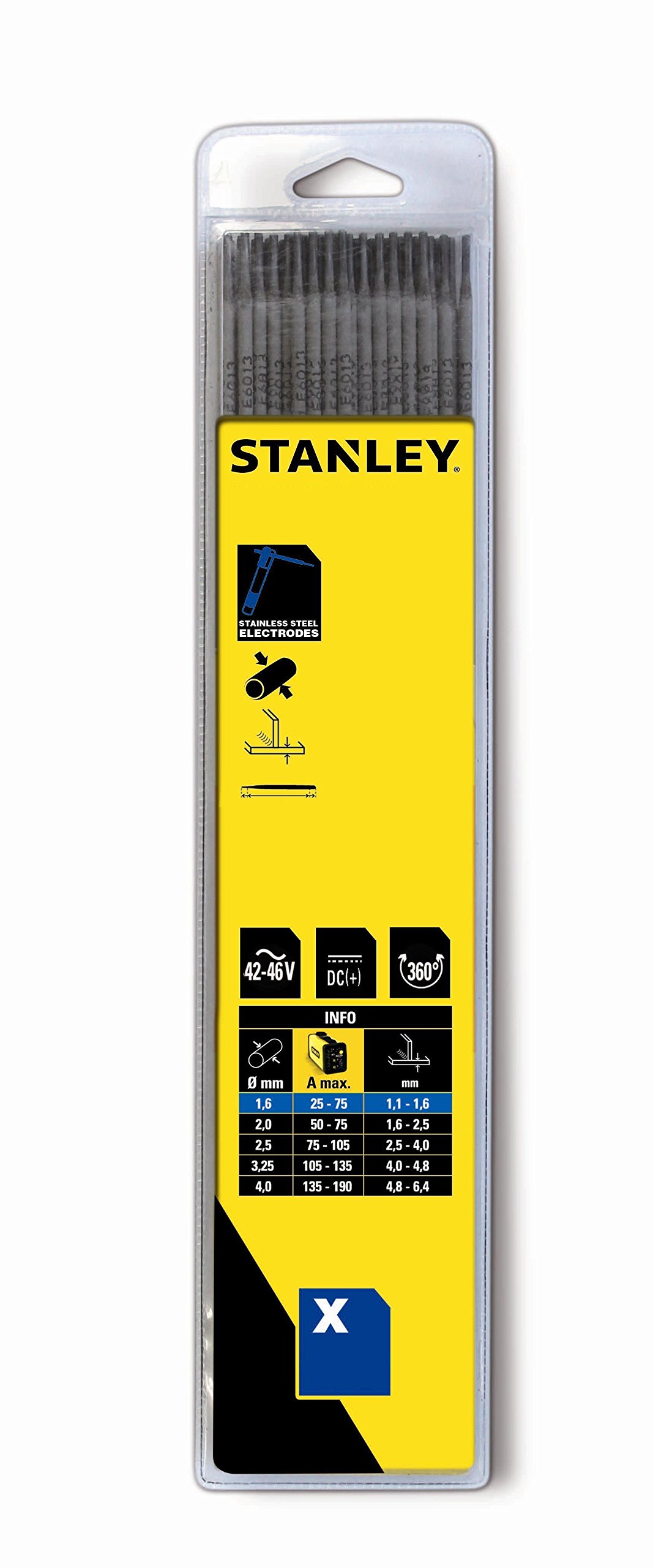 STANLEY SWA90704 10 x 2.5 mm Welding Electrodes for Stainless Steel