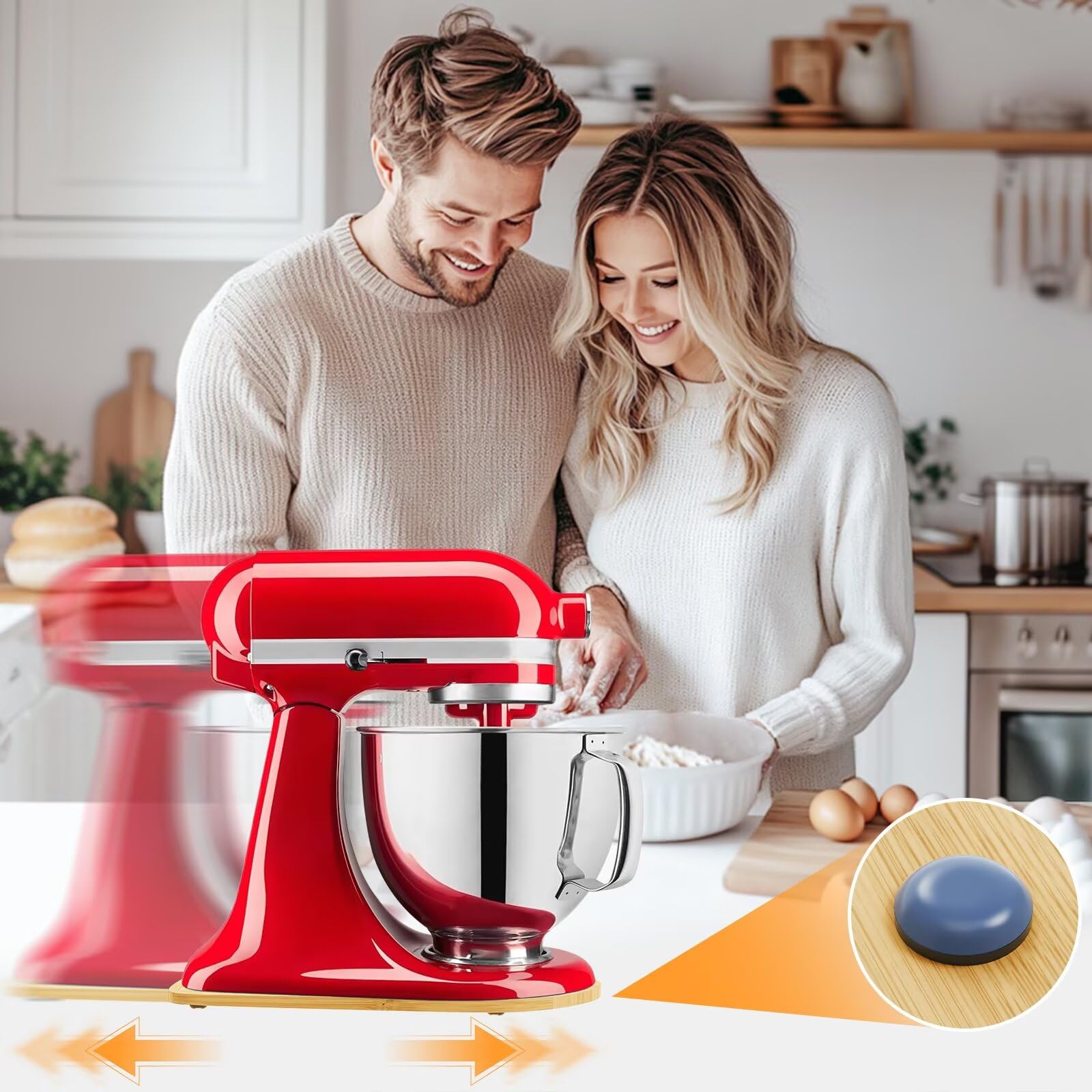 Bamboo Mixer Slider Mat for Kitchenaid 4.5-5 Qt Tilt Head Stand Mixer, Appliance Sliders For Kitchen Appliances Countertop, Kitchenaid Mixer Attachments for Stand Mixer, Mixer Moving Tray Attachments