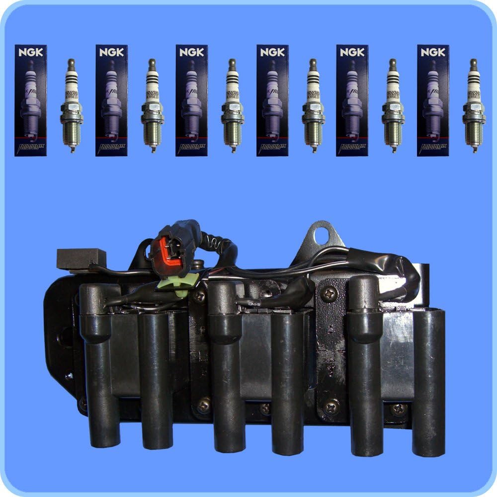 New NGK Iridium IX 5464 Spark Plug Set (6) + (1) AD Auto Parts Ignition Coil For Hyundai & Kia