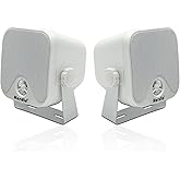Herdio 4" Heavy Duty Waterproof Boat Marine Box Outdoor Speakers Surface Mounted for Skid Steer ATV UTV RZR Golf Cart (White)