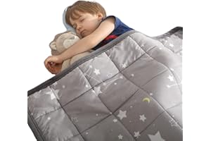 HAOWANER Minky Kids Weighted Blanket 7lbs 41 x 60 inches, Soft Kids and Toddler Comforter Great for Calming and Sleeping, Child Bed Size, Grey Starry Sky