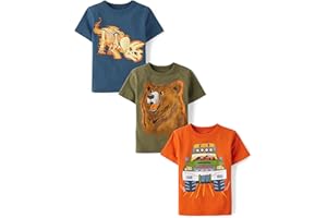 The Children's Place Baby-Boys and Toddler Dino,Animals,Sharks Short Sleeve Graphic T-Shirts,3 Pack