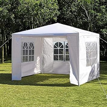 Yaheetech Festzelt 3 x 3 m Bierzelt Gartenpavillon mit 3 Seitenteilen, Partyzelt Pavillon Marktzelt mit benötigen Zubehör was