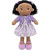Linzy Toys 16 Inch Purple Hailey Soft Plush Rag Doll for Girls – Adorable Stuffed Sleeping Cuddle Buddy for Toddlers, Infants, Babies – Cute Hug Doll, Muneca de Trapo para Niña, Soft Toy Gift for Kids