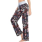 Naanle Womens Chic Pattern Soft Drawstring Girls Daily Lounge Wide Leg Yoga & Pajama Pants Sleepwear House Bottom XS-XL