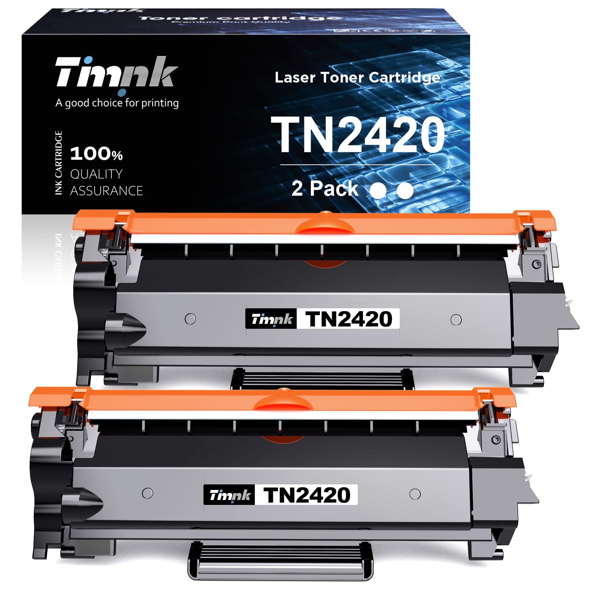 Timink TN-2420 TN2420 toner cartridge Replacement for Brother 2420 TN2420 TN2410 Compatible with L2530DW L2710DW L2510D HL-L2375DW L2350DW L2710DN L2730DW L2310D L2750DW L2550DN L2370DN (2 Black)