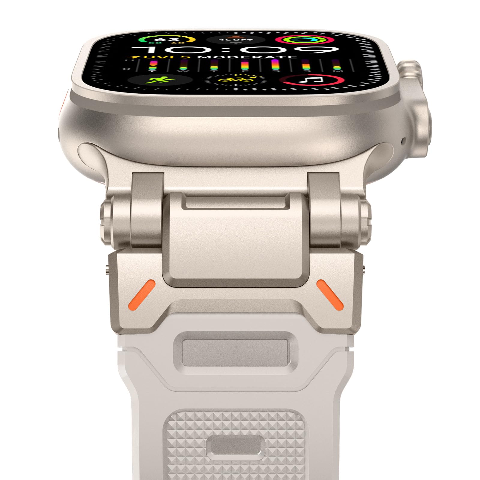 Fullife 49mm 46mm 45mm 44mm 42mm(Series 3 2 1) Compatible with Apple Watch Silicone Straps,Sport Strap Replacement Band for iWatch Ultra 3 2 1,Series 11/10/9/8/7/6/5/4/3/2/1/SE,Starlight/Titanium