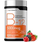 Horb&auml;ach B12 Vitamin 5000 mcg | 120 Fast Dissolve Tablets | Sublingual Methylcobalamin | Natural Berry Flavor | Vegan, Non-GMO &amp; Gluten Free Supplement