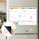 POPRUN Magnetic Calendar Weekly Planner Whiteboard 42x28cm Fridge view 3