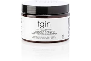 THANK GOD IT'S NATURAL tgin Miracle RepaiRx Deep Hydrating Hair Mask for Curly, Coily and Wavy Hair, with Biotin and Black Castor Oil, Deep Moisture and Repair for Damaged, Color-Treated Hair, 12 oz