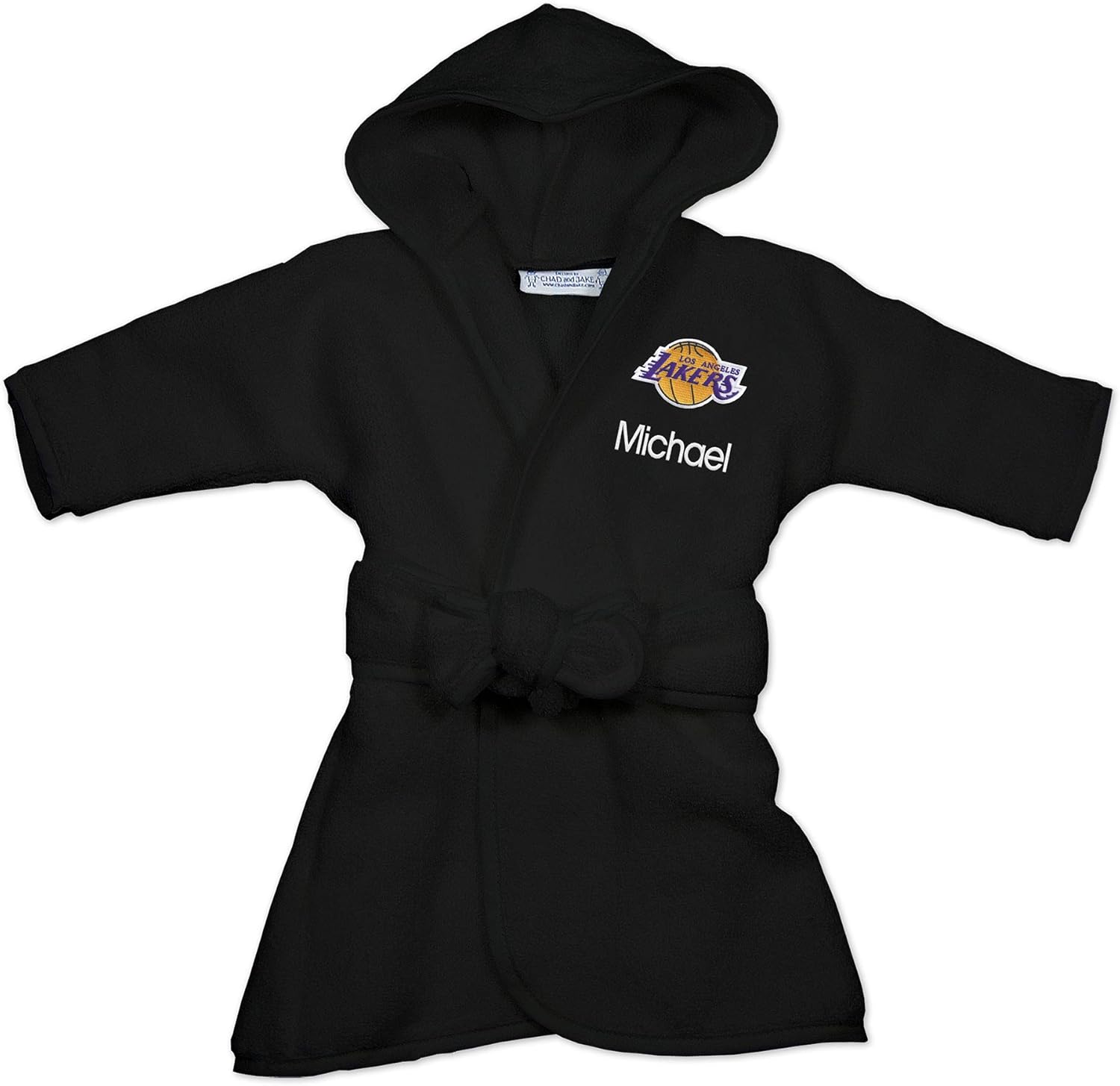 Amazon Com Los Angeles Lakers Personalized Baby Bathrobe Hooded Baby Robe With Embroidered Logo Black Clothing