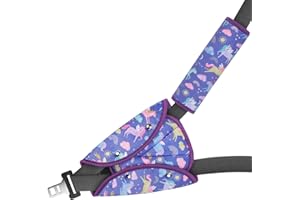 AMINTIRI Seat Belt Adjuster and Seatbelt Covers for Kids, Shoulder Neck Strap Adjuster and Seatbelt Cushion for Kids Travel, Soft Seatbelt Adjuster and Seat Belt Cover Set for Kids. (Unicorn World Sets)