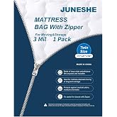 JUNESHE Twin Mattress Storage Bag with Zipper, 3 Mil Thick Cover | Plastic Mattress Protector for Moving, Waterproof, Medium Heavy Duty, Tear and Puncture Resistant, Long Term Use
